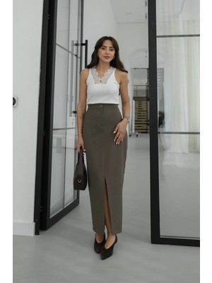 Havoş Vizon Pencil Önden Yırtmaçlı Etek