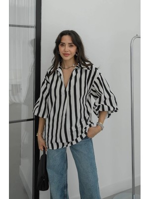 Havoş Siyah Kalın Çizgili Gömlek