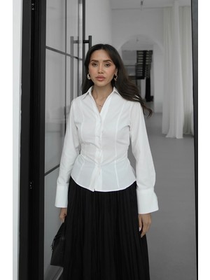 Havoş Ekru Arkadan Bağlamalı Gömlek