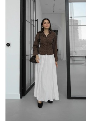 Havoş Ekru Uzun Kraşlı Etek
