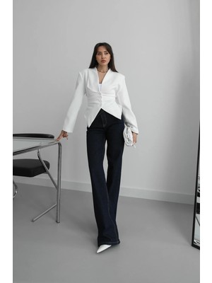 Havoş Koyu Lacivert Çapraz Kemer Detaylı Jean