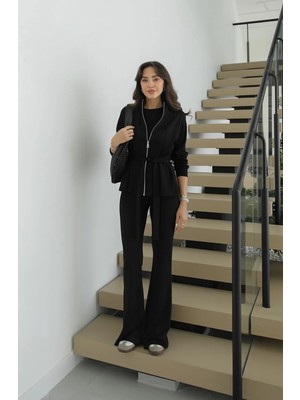 Havoş Siyah Toledo Bağlamalı Ceket Pantolon Takım