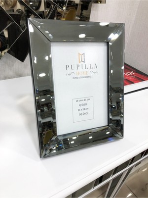 Pupilla Home Füme Renk Aynalı Resim Çerçevesi 21x28 cm Modern Tasarım Cam Çerçeve