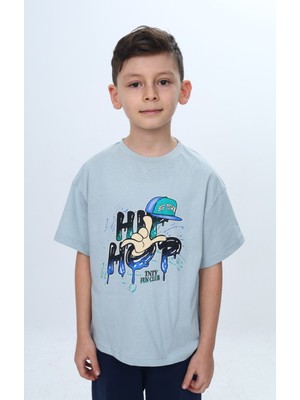 Toontoy Erkek Çocuk Bisiklet Yaka Kısa Kollu Baskılı Tişört 24990