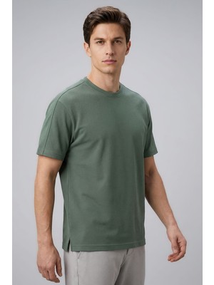 Açık Yeşil Rahat Form Esnek Nefes Alabilir Erkek T-Shirt - 88495