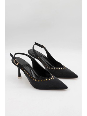 Park Moda Kadın Çizgili Saten Topuklu Ayakkabı Pm 439 - K3117