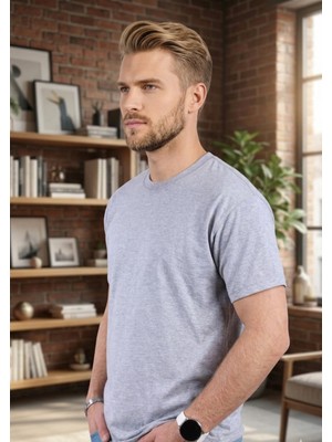 Veracraft Gri Bisiklet Yaka Tişört