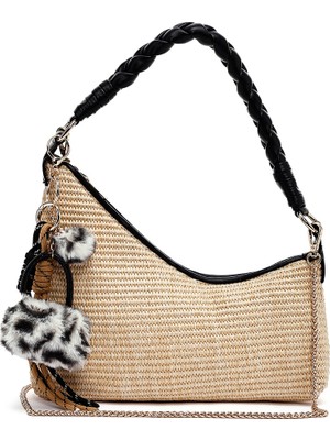 Derimod Kadın Krem Charmlı Hasır Omuz Çantası 26PBD2910M7