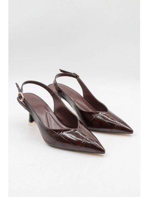 Park Moda Kadın Topuklu Arkası Açık Kroko Topuklu Ayakkabı Pm 439 - K3020