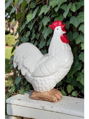 Libre Design Dekoratif 45 cm Horoz Biblo Obje Ev Balkon Bahçe Dekorasyon Heykel