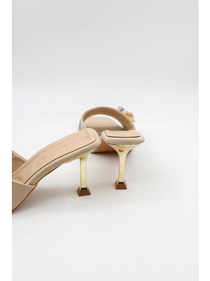 Park Moda Taş Aksesuarlı Kadın Şık Terlik  PM161 Ten