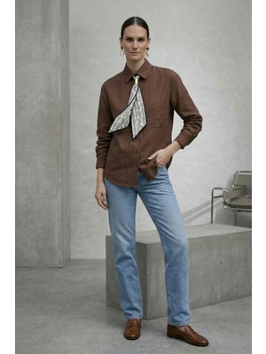 Shopping Shop Fular Aksesuarlı Gömlek Kahve