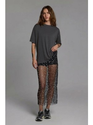 Kadın %100 Organik Pamuk Oversize Fit Basic Yuvarlak Yaka T-Shirt