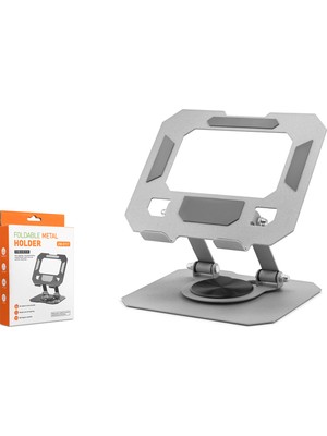 Store Mania Ieg™ 360 Derece Döner Katlanir Ayarlanabilir Masaüstü Tablet ve Telefon Standi Metal - Gümüş