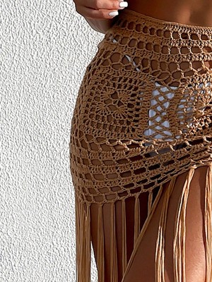 Toyigoo Ieg™ Bej Bikini Etek,kadın Bohem Tığ Işi Pareo– Bikini Üstü Şık Plaj Kombini-Plaj & Be