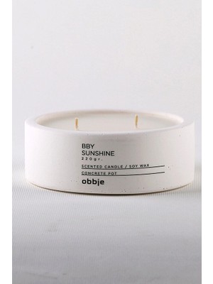 Obbje Odunsu Kokulu Beton Mum | Yatay Form | Çift Fitil | Modern Dekoratif Tasarım