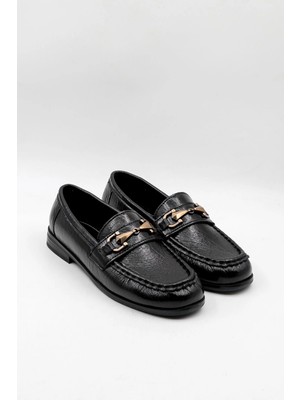 Park Moda Kadın Kırışık Metalik Tokalı Babet Pm 386 - K02