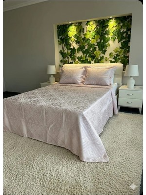 D'niss Home Sarmaşık 3 Parça Çift Kişilik Şönil Pike Takımı Pudra