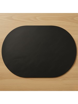 Grand Fine Art 2 Adet Deri Siyah Tam Oval Amerikan Servis Supla 33X44 Cm-Kolay Silinebilir Supla