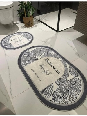 D'niss Home Bathroom Home Style Yazılı Banyo Paspası 2 Parça