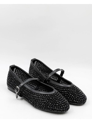 Park Moda Kadın Toka Detaylı Taşlı Babet Pm 567 - K228