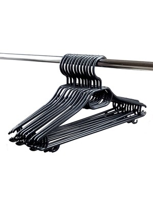 Binbirreyon Plastik Elbise Askısı 24 Adetli Set Siyah Renk DE218