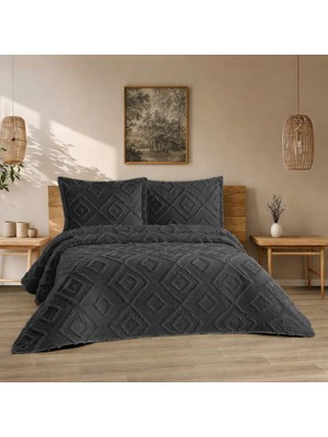 D'niss Home Iskandinav Jasmin 3 Parça Çift Kişilik Yatak Örtüsü Antrasit