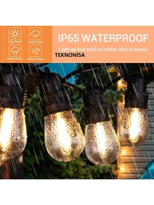Teknonisa Dış Mekan Su Geçirmez E27 Duylu 5 Metre 10 Aydınlatma Bahçe Aydınlatma Ampüllü Fişli