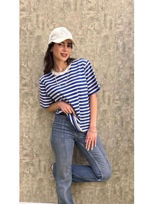 Leilaa Çizgili Basic T-Shirt