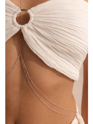 Sacce Scarves & Accessories Çelik İnce Zincir Vücut Kolyesi Body Chain Çelik Vücut Zinciri Gümüş Renk