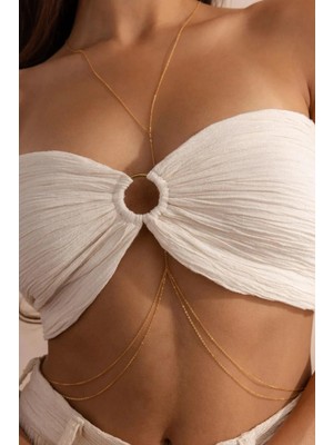 Sacce Scarves & Accessories Çelik İnce Zincir Vücut Kolyesi Body Chain Çelik Vücut Zinciri Gold Renk