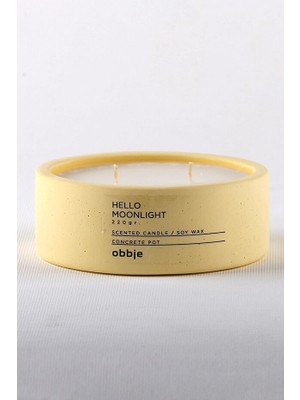 Obbje Vanilya & Marshmallow Kokulu Beton Mum | Yatay Form | Çift Fitil | Modern Dekoratif Tasarım