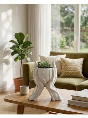 MiraLive Dekoratif 3D El Tasarımlı Vazo Saksı Modern Ev Dekorasyon Aksesuarı