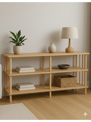 Feyza Design Modern Çok Amaçlı Ahşap Dekoratif Raflı Dresuar