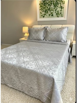 D'niss Home Sarmaşık 3 Parça Çift Kişilik Şönil Pike Takımı Gri