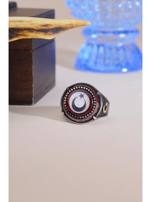 INNUENDO JEWELRY 925 Ayar Gümüş Yuvarlak Yıldız Erkek Yüzük