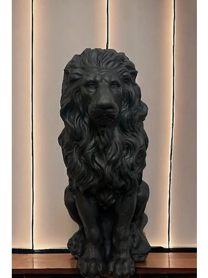 Libre Design Dekoratif 53CM Mat Siyah Aslan Ev Balkon Bahçe Dekorasyon Bohem Biblo Heykel