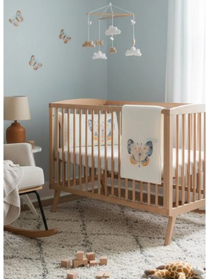 Kitikate Organik Butter Fly Müslin Battaniye Ekru