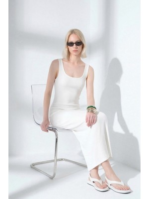 Maule Örme Soft Touch Premium Geniş Askılı Örme Midi Elbise @calabria