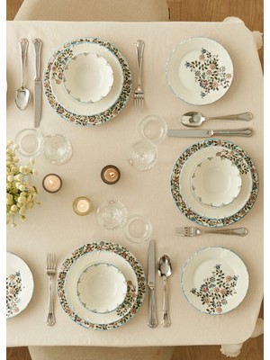 Bella Maison Vintage Porselen 48 Parça Mavi 12 Kişilik Yemek Takımı Yuvarlak Şekil