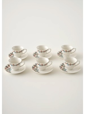 Bella Maison Vintage Porselen 6'lı Kahve Fincanı Takımı Mavi (90 Cc)