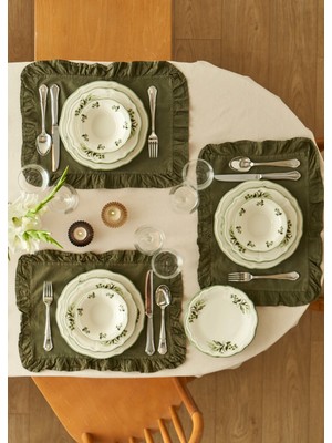 Bella Maison Julia Stoneware 48 Parça 12 Kişilik Yemek Takımı Yeşil
