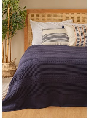 Bella Maison %100 Pamuk Marine Tek Kişilik Yatak Örtüsü Lacivert (180x260 cm)
