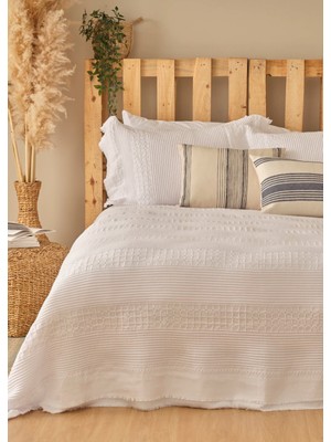 Bella Maison %100 Pamuk Marine Tek Kişilik Yatak Örtüsü Seti Beyaz (180x260 cm)