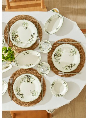 Bella Maison Julia 26 Parça Yeşil Desenli Stoneware Kahvaltı Takımı 6 Kişilik Özel Set