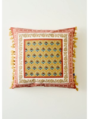 Bella Maison İndian Beauty Boncuklu Kırlent Kılıfı Renkli 43 x 43 cm Etnik Desenli Şık Dekor