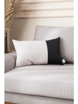 Koza Home Ivy Deri Detaylı Siyah Kırlent Kılıfı 30X50 2547