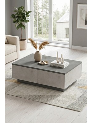 Robin Home Diego Orta Sehpa 2 Kapaklı (Beton-Taş)