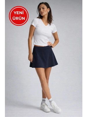 Kadın Curve Büyük Beden Scuba Kumaş Sporcu Taytlı Şort Etek - Tenis Eteği