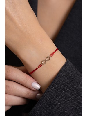 Bayar Gold 14 Ayar Altın Kırmızı İpli Sonsuz Bileklik